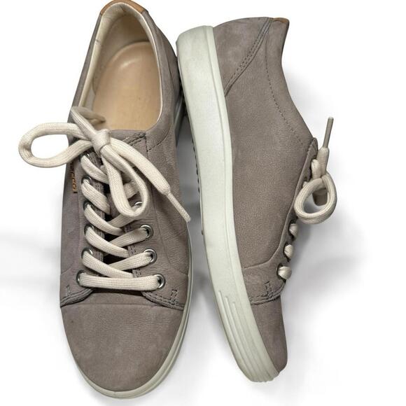 Ecco Soft 7 Women's Gray Leather Lace Up Sneakers US Size 7 EU Sz 38 Lk Nw - Picture 3 of 9